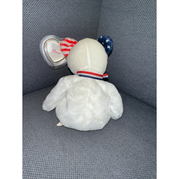 TY AMERICA (WHITE) the BEAR BEANIE BABY - MINT with MINT TAG USA Red Cross - Picture 3 of 16